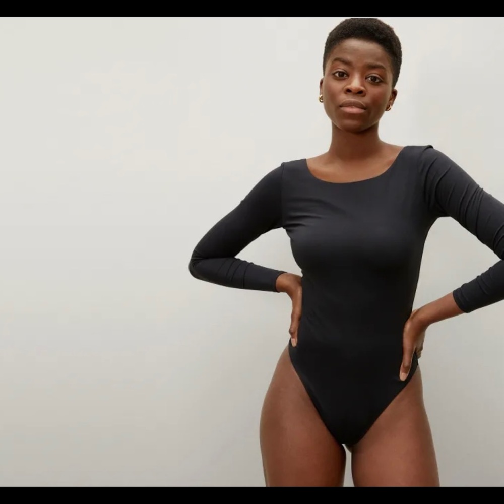 Everlane The Long-Sleeve Ballet Bodysuit in Black Size Small Thong